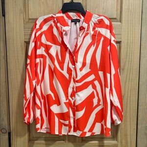 Stylist Orange and White Abstract Blouse